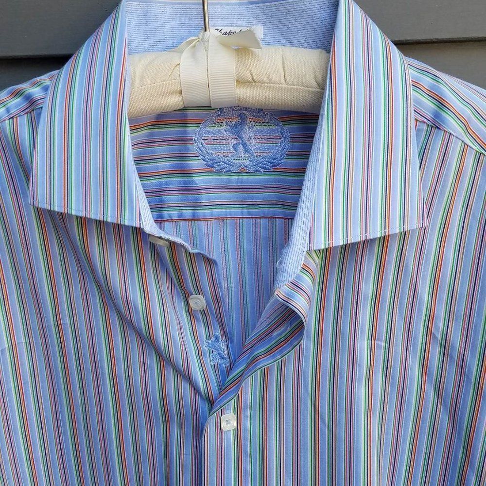 Luxury Men's Bugatchi  Striped Button Down Dress Shirt Size XXL - Picture 5 of 11